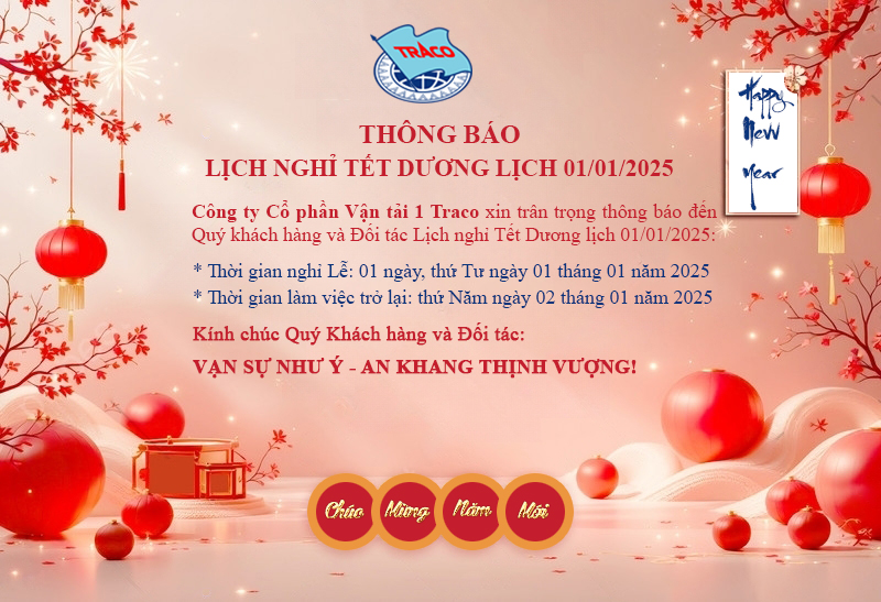 [TRACO] Thông báo lịch nghỉ Tết Dương lịch 01/01/2025